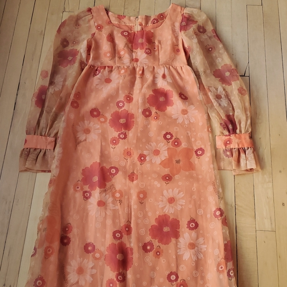 Vintage 70s Floral Maxi Dress Sz S